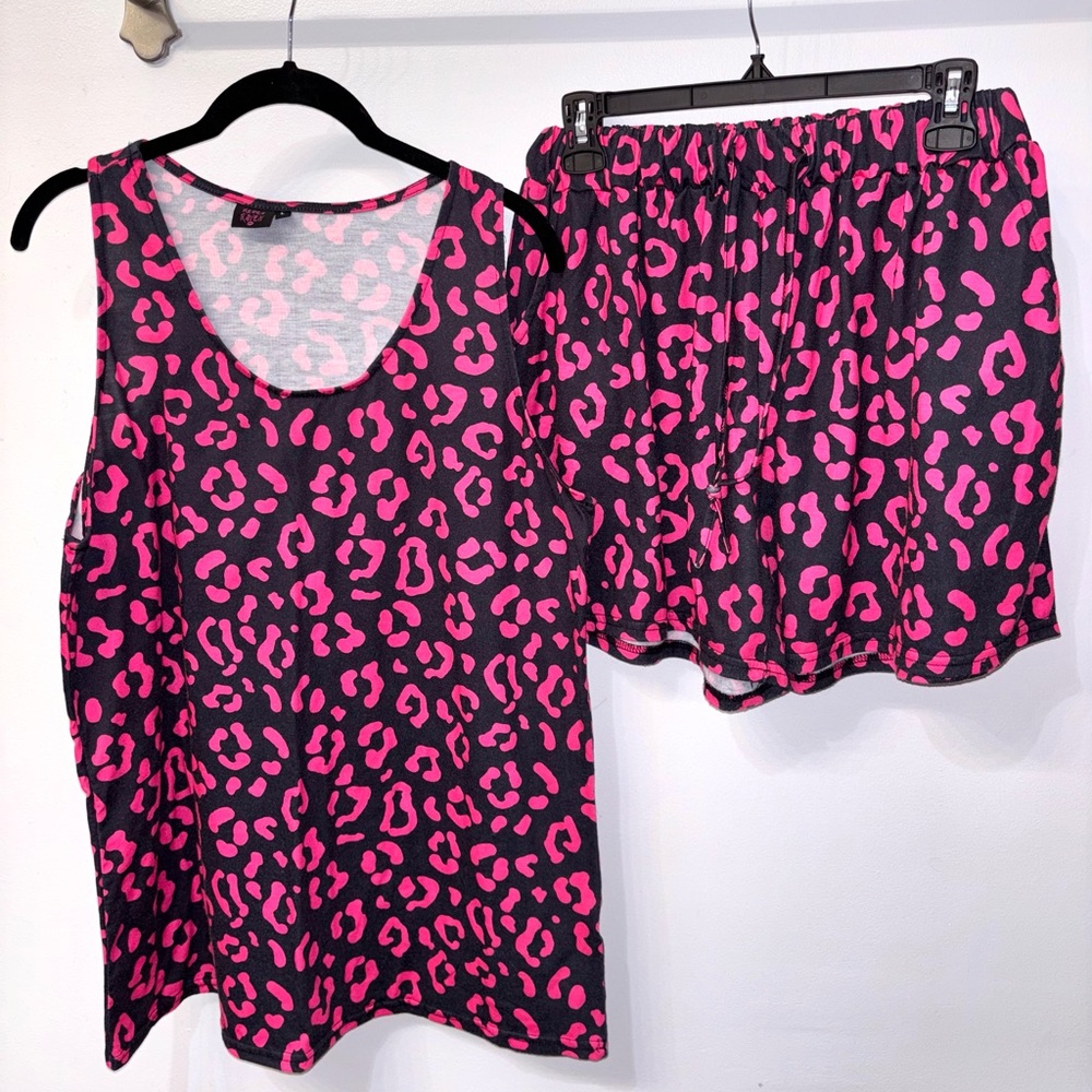 Pink Leopard Sleep Set - Tank & Shorts